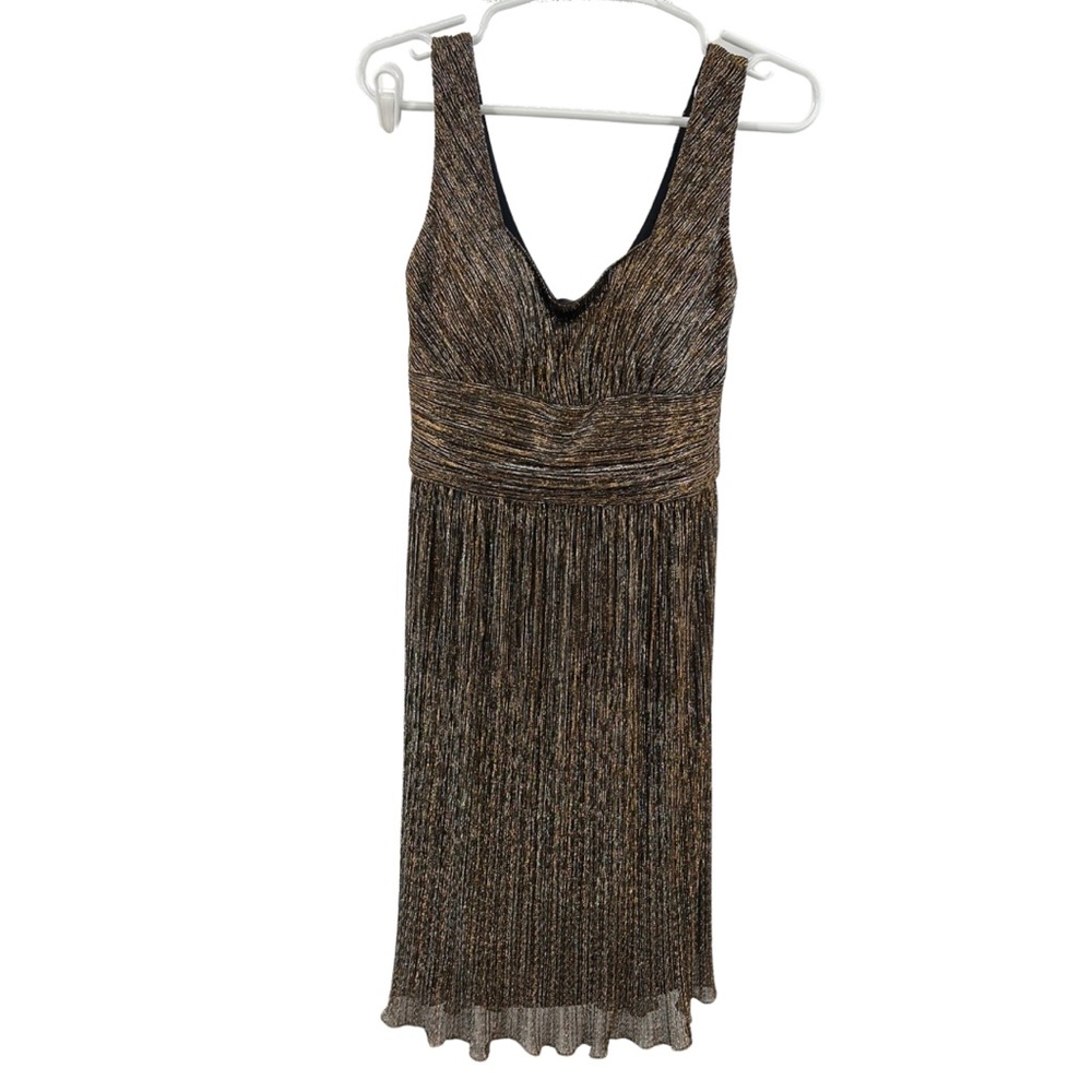 Joseph Ribkoff black bronze gold V-Neck Cocktail swing Dress 10 fit and flare